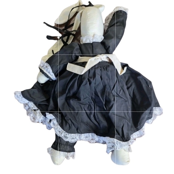 Vintage Easter Bunny Rabbits Folk Art Handmade Plush Rag Dolls Floppy Ear - Picture 4 of 10